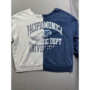 Custom Split 2-Tone Graphic Sweatshirt Pacific University Santa Monica Navy Grey